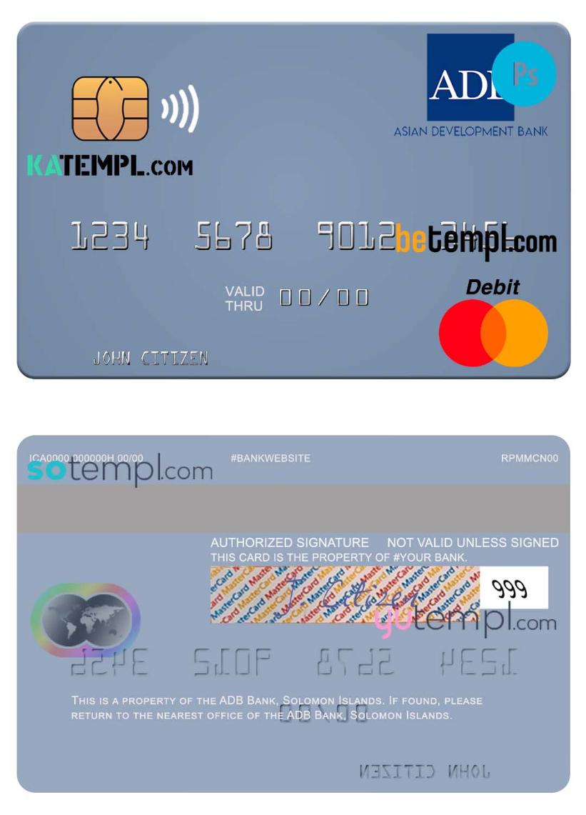 Solomon Islands ADB Bank mastercard credit card template in PSD format